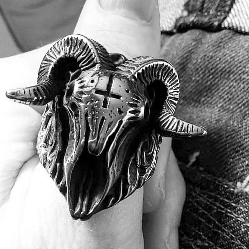 Jocelyn Goat Skull Ring | Morbid Rags