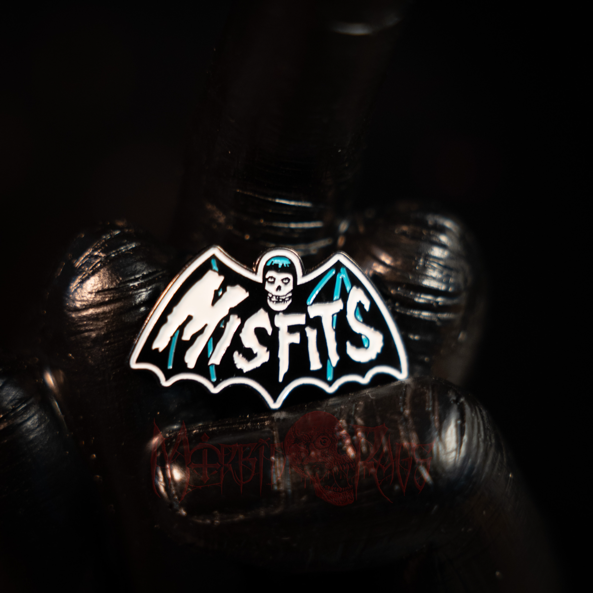 Misfits Blue Bat Pin Front