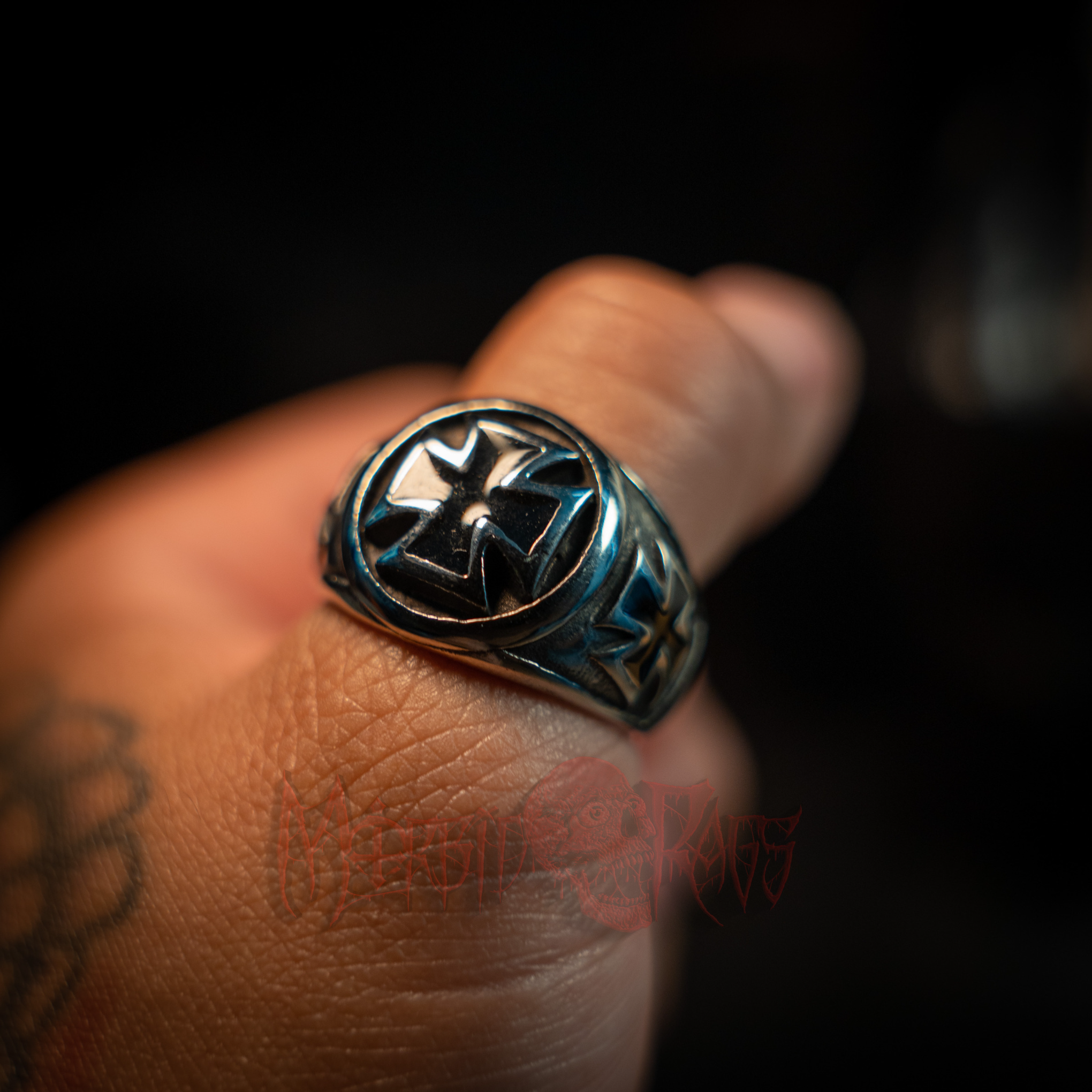 Soren Iron Cross Ring Front